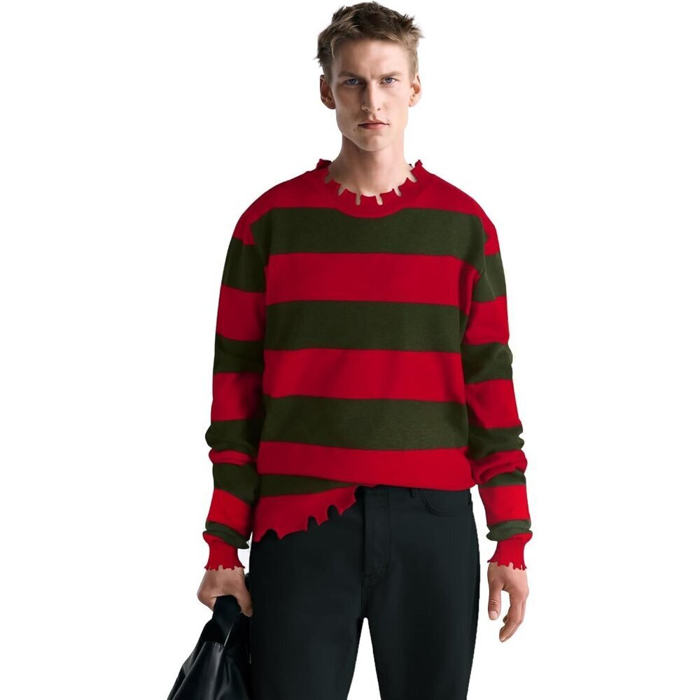 Adult Horror Sweater Costume Red Green Distressed Edges for Halloween - Picture 6 of 6